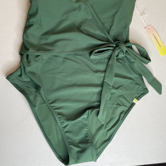 New SUMMERSALT Perfect Wrap One-Piece Olive Swimsuit Size 6 - Picture 5 of 16